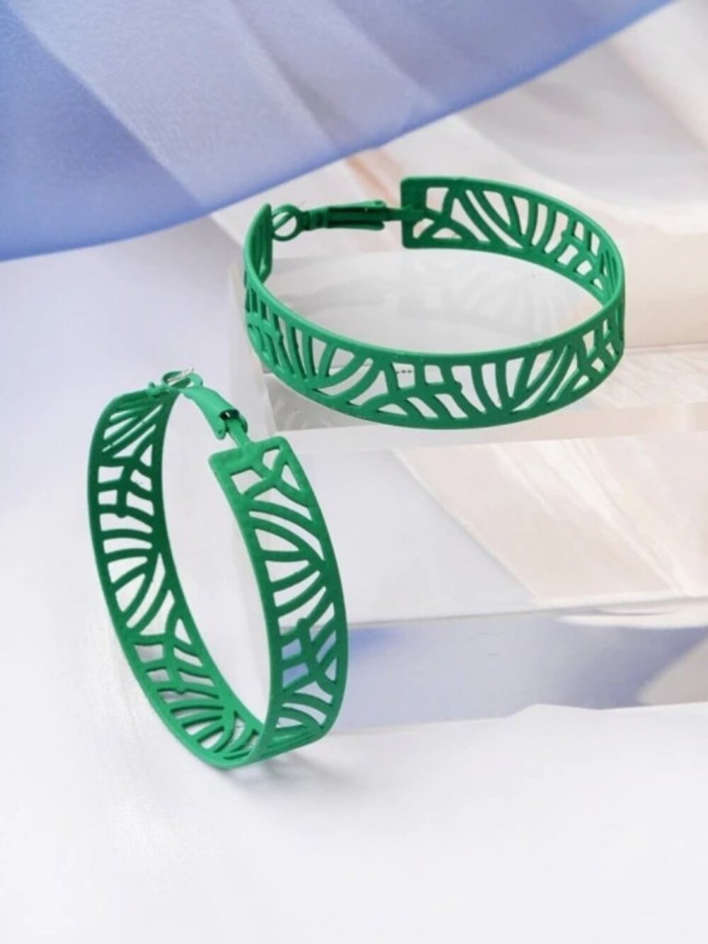 Tristen Shayelle Colorful Abstract Hoop Earrings Green Gift Packaged